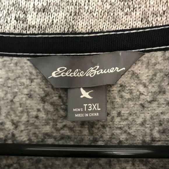 Eddie Bauer Snap‎ Mock Pullover Heather Gray Mens T3XL Zip Pockets Thick Warm - Picture 2 of 7